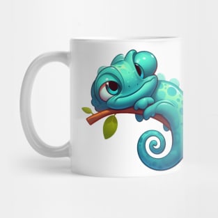 Cute Lazy Chameleon Illustration Mug